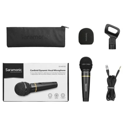Saramonic Dynamic Handheld Mic for Live & Studio Recording w/ Windscreen, Clip & XLR to 1/4" Mic Cable